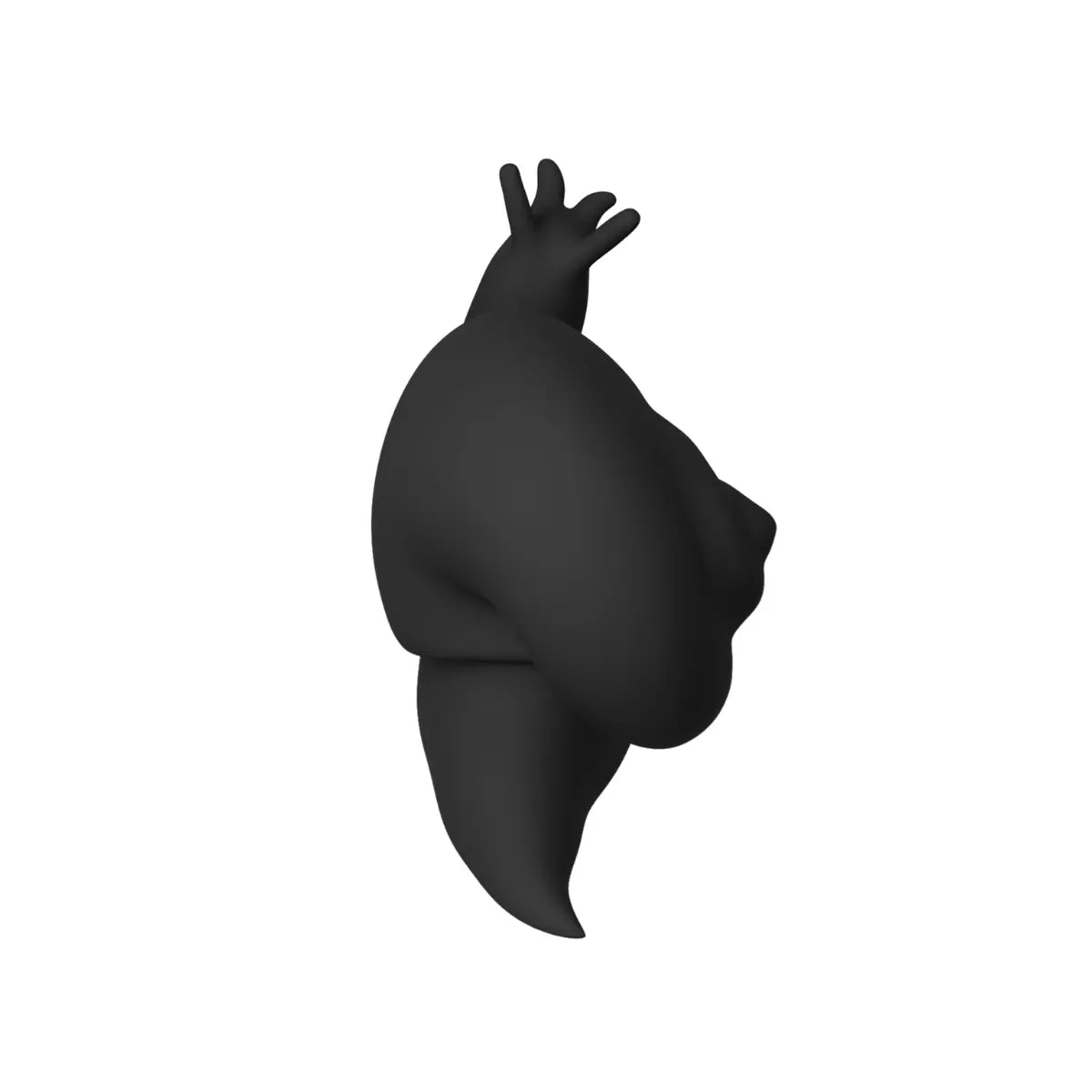 Fermalibri Nina a forma di lumaca nera opaca vista dall'alto. Sfondo bianco 