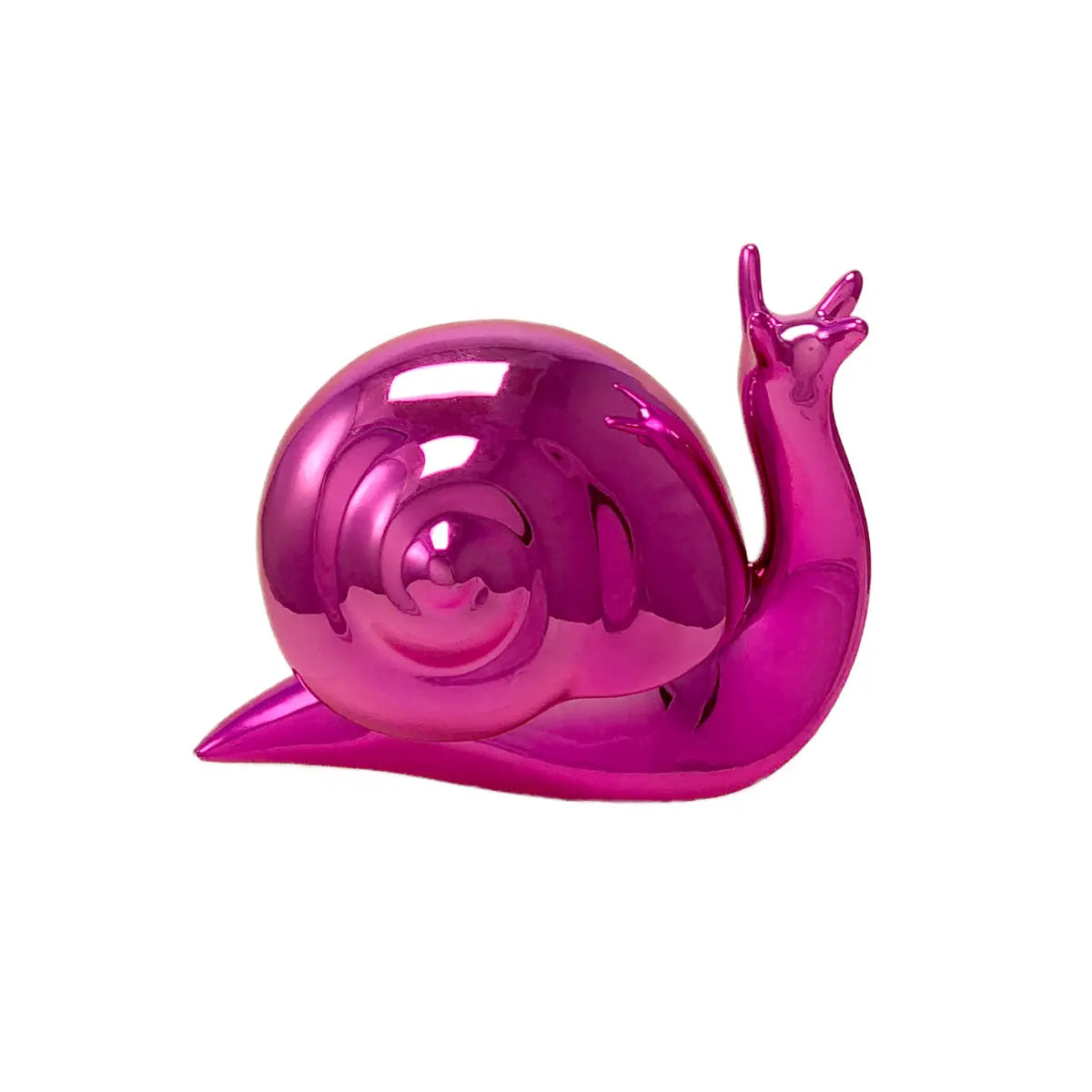 Fermalibri Nina a forma di lumaca Cromato color fucsia visat laterale. Sfondo bianco 