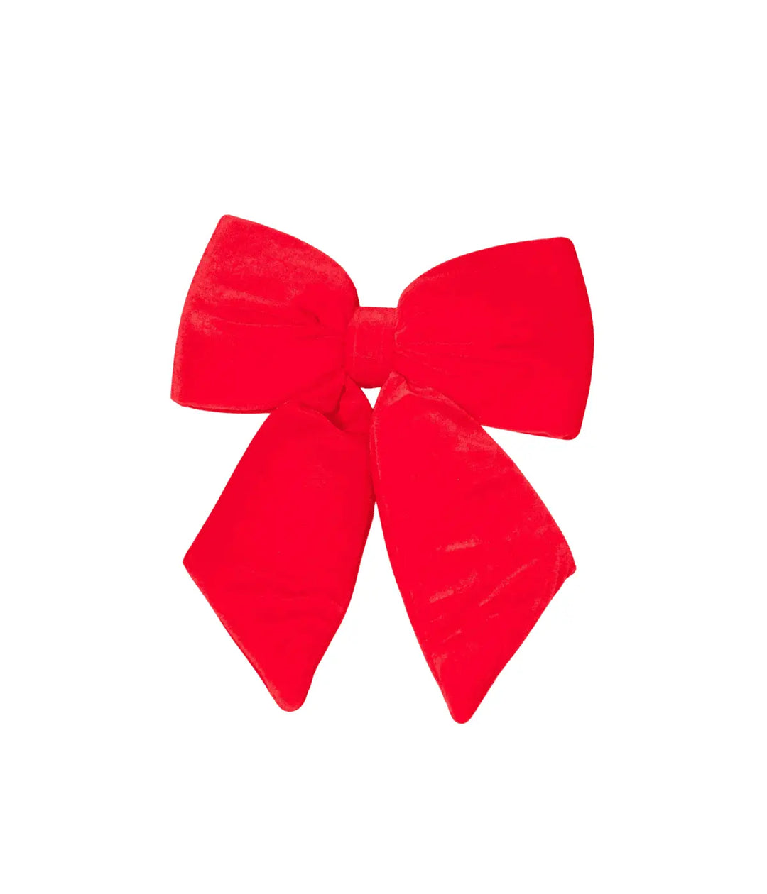 Un fiocco rosso in velluto grande. Immagine su sfondo bianco