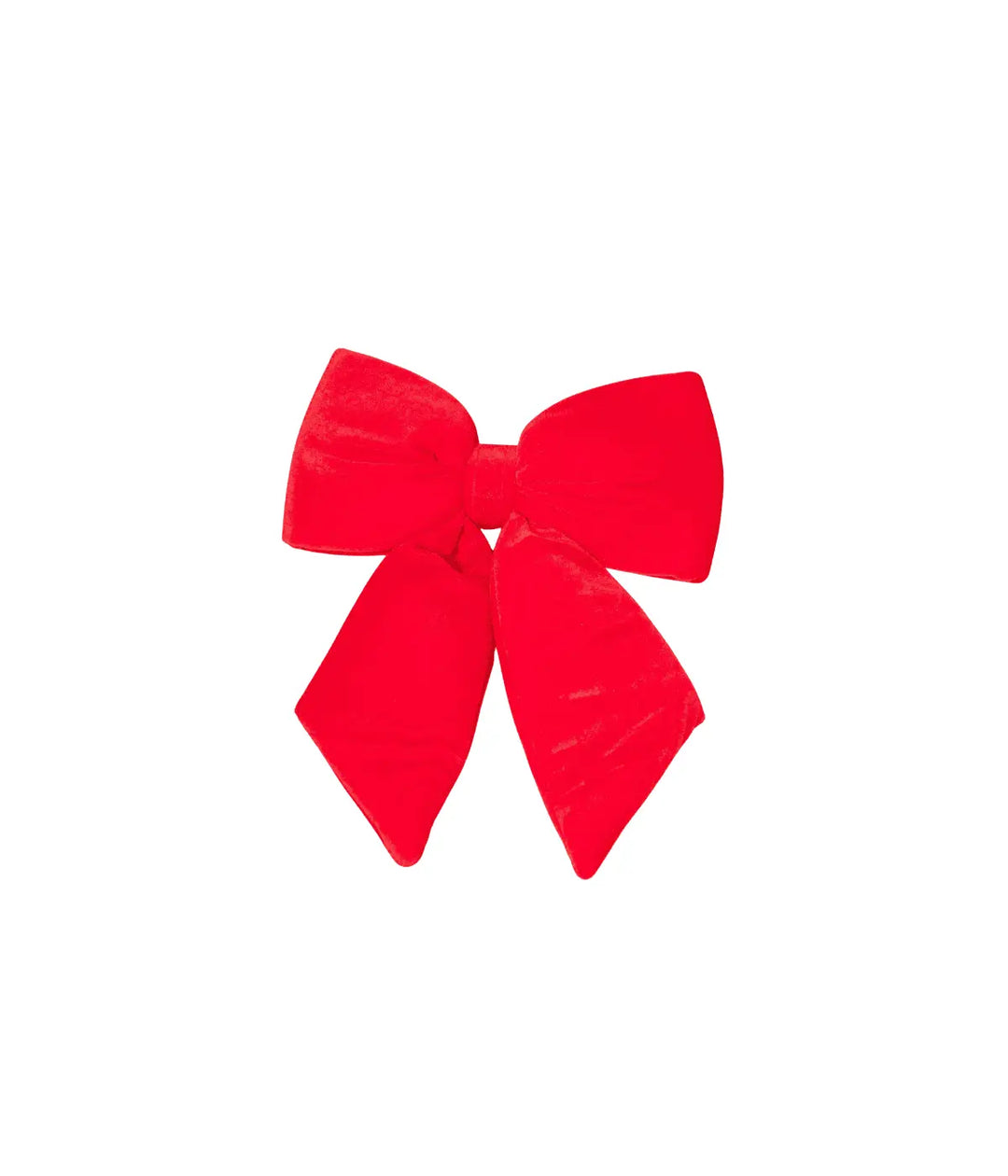 Un fiocco rosso in velluto piccolo. Immagine su sfondo bianco