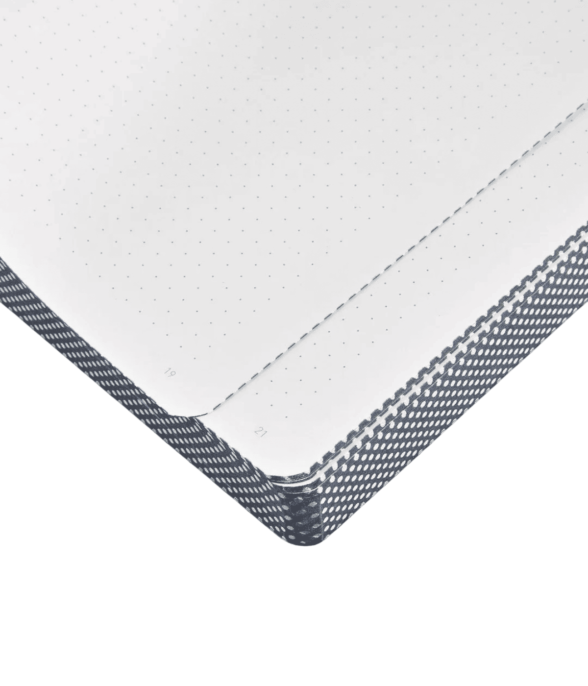 Fogli con griglia a puntini con numerazione pagine. Bordo a puntini nero e bianco su. sfondo bianco.