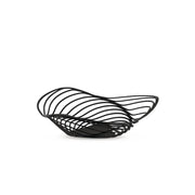 Cestino da frutta in acciaio nero con intagli e forma morbida