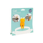 Gatto giallo, oggetto di design per la tua cucina. Sorregge il coperchio e il mestolo da cucina.