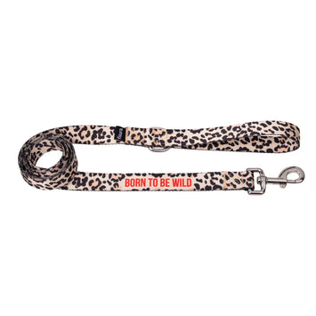 Guinzaglio leopardato con scritta rossa born to be wild