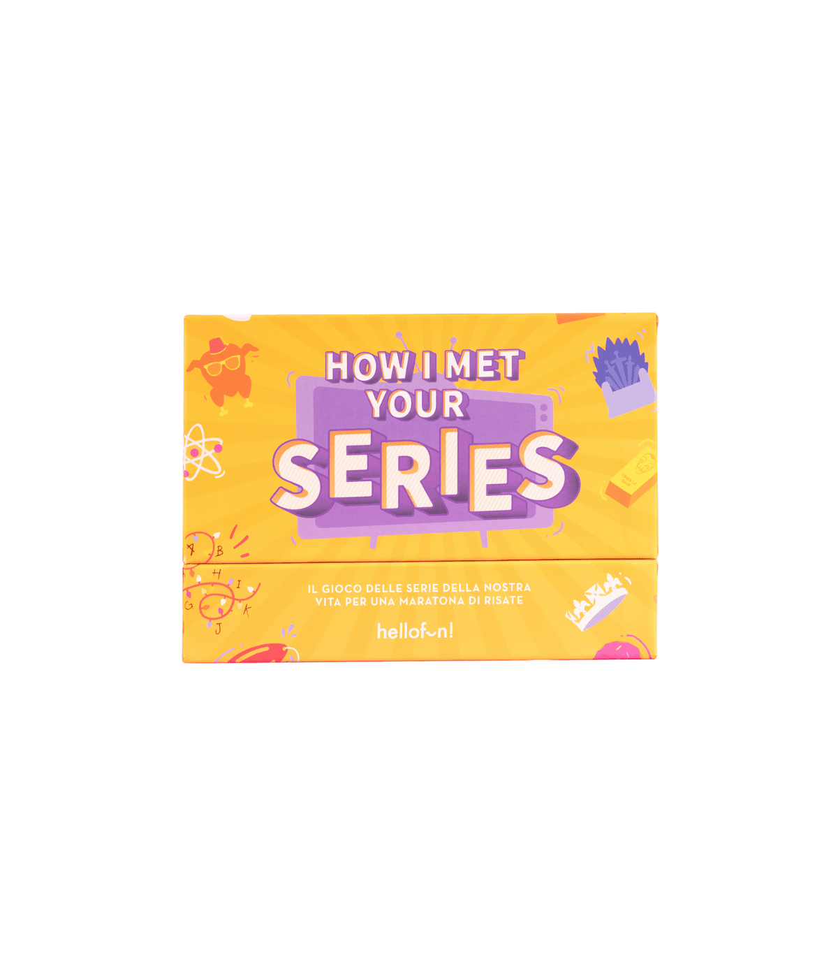 Gioco da tavolo sulle serie televisive su sfondo bianco. Carte da gioco