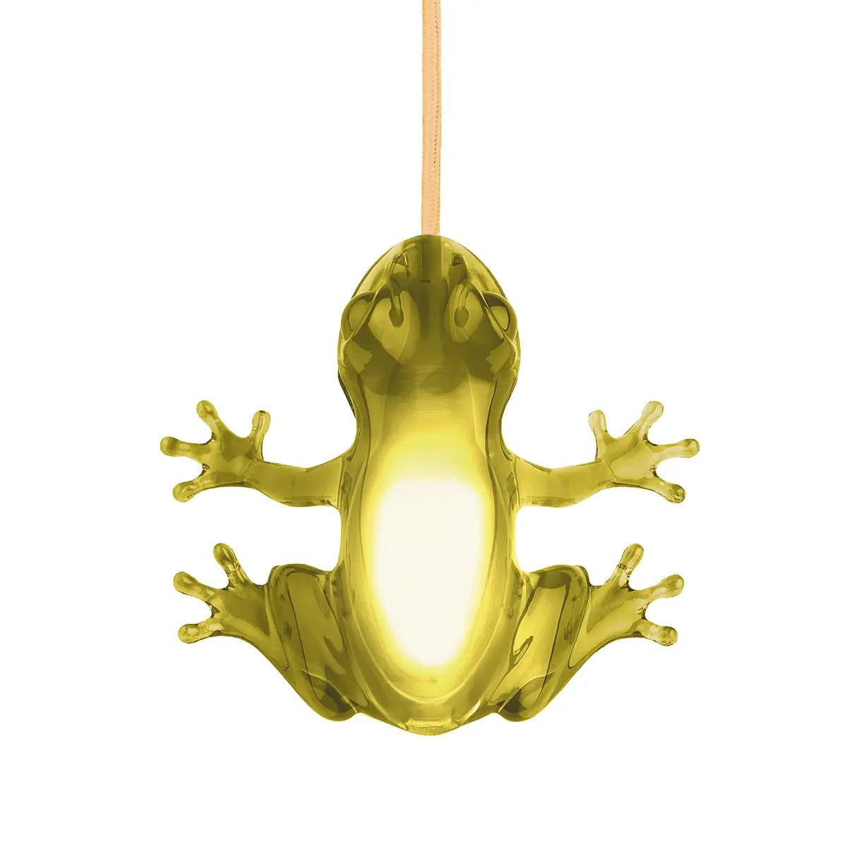 Lampada da tavolo o da parete gialla a forma di rana con cavo giallo 