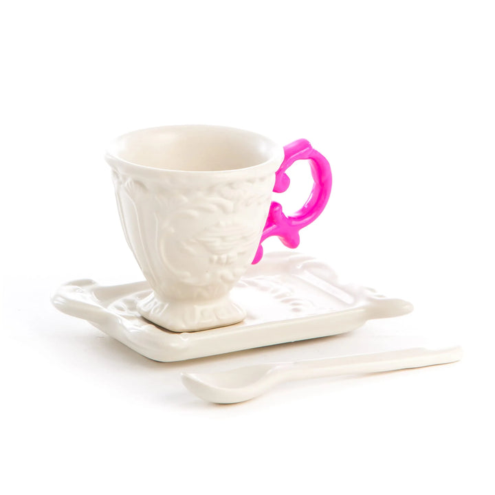 Set da caffè I-Wares di Seletti nella versione con il manico fucsia