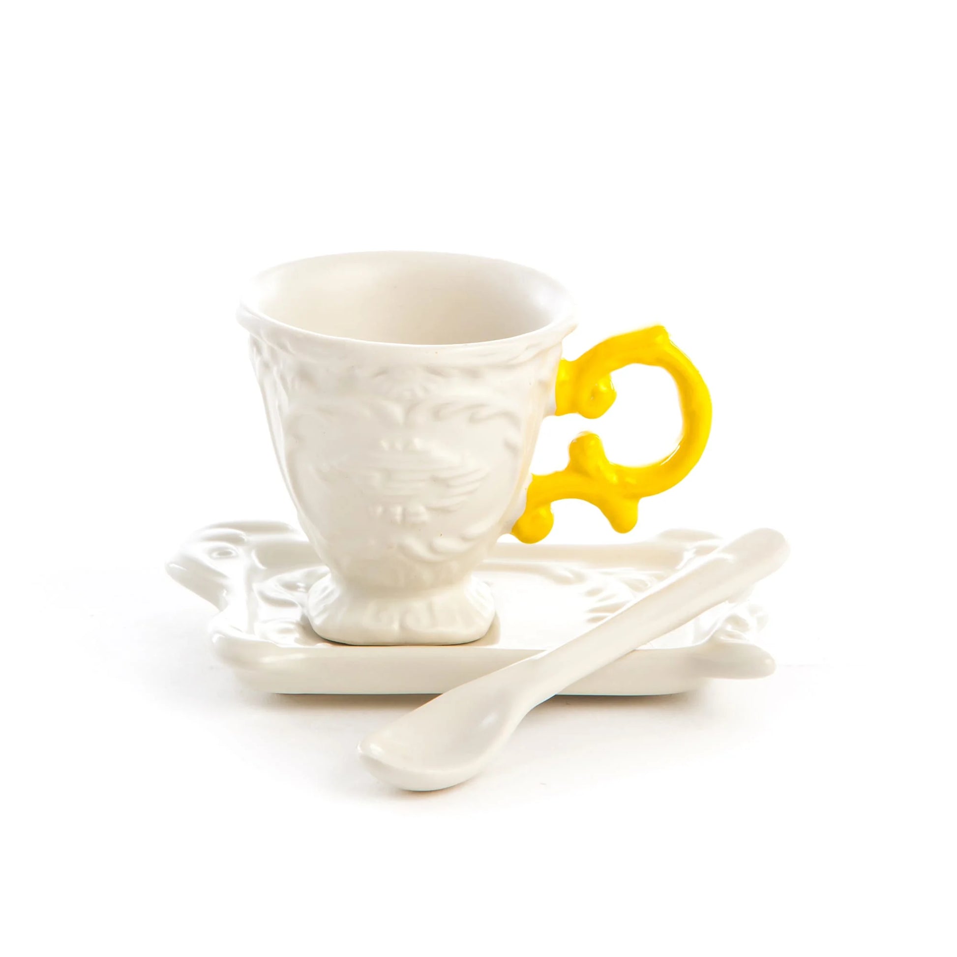 Set da caffè I-Wares di Seletti nella versione con il manico giallo