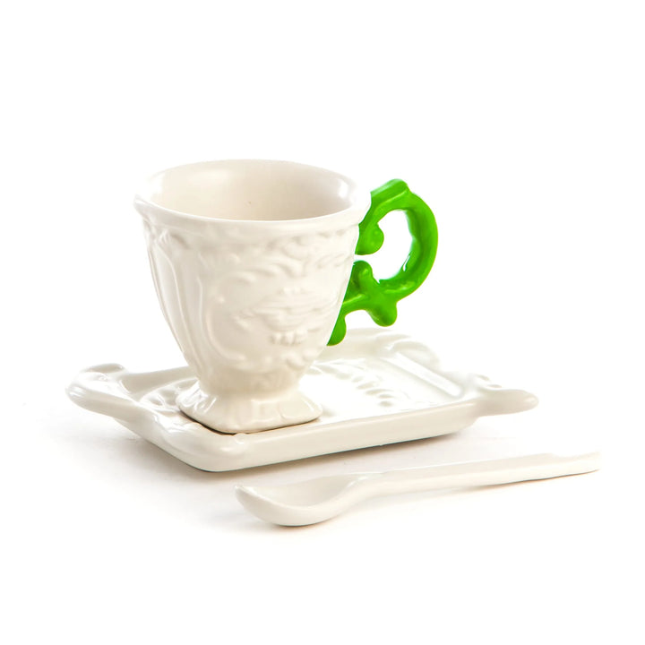 Set da caffè I-Wares di Seletti nella versione con il manico verde