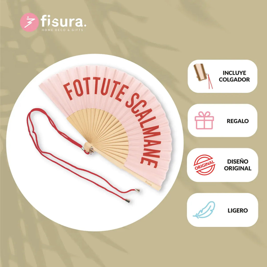 Foto e misure e informazioni Ventaglio Fottute Scalmane. Sfondo beige