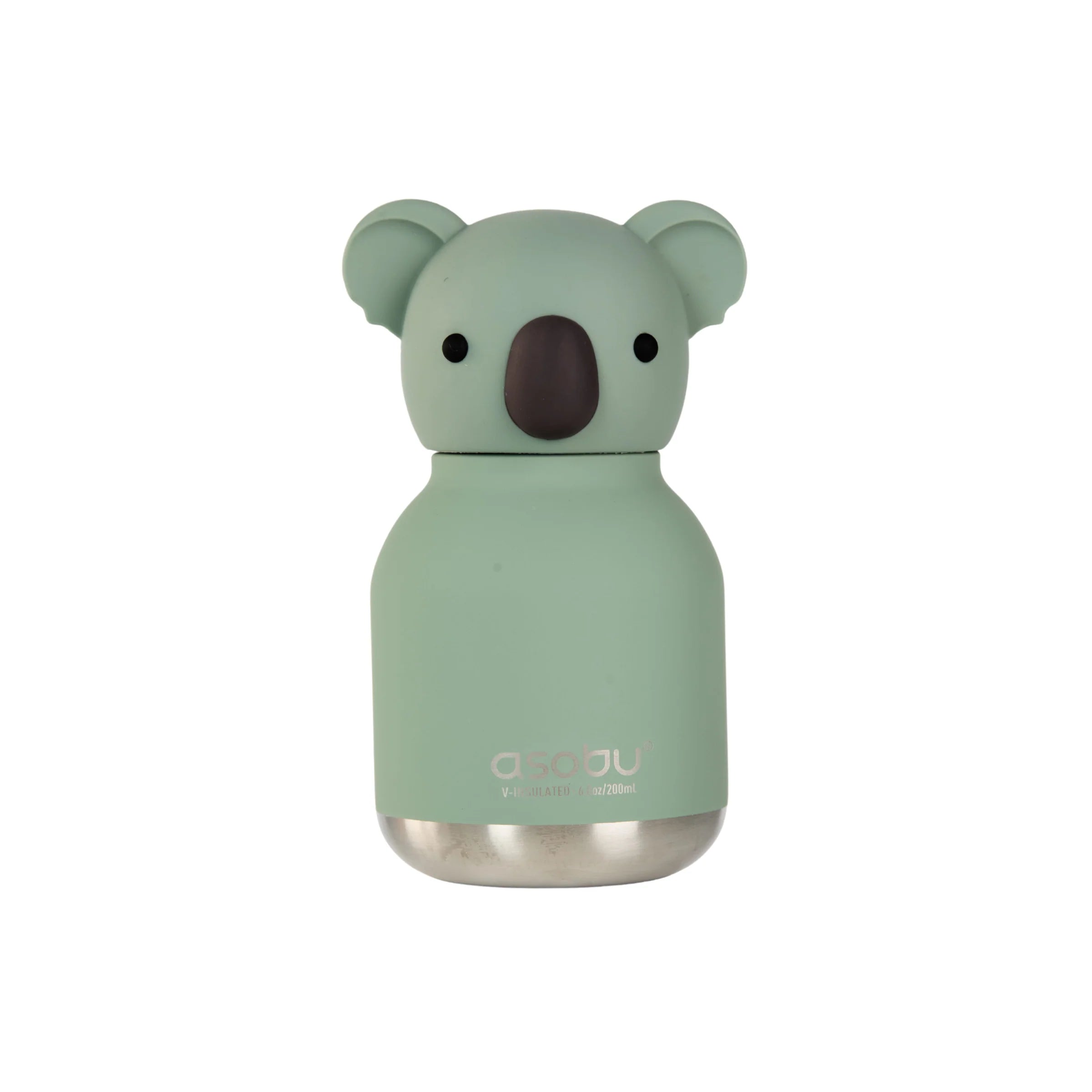 Mini borraccia termica con tappo decorativo a forma di koala intercambiabile, con cannuccia interna