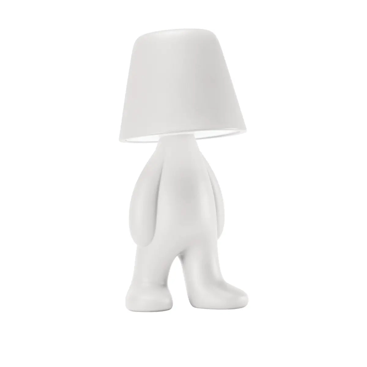 Lampada bianca a forma di personaggio in piedi con testa a forma di paralume Qeeboo