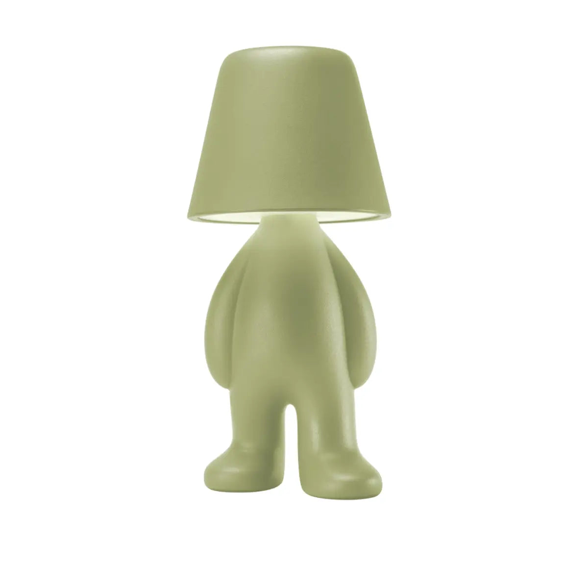 Lampada a forma di personaggio in piedi con testa a forma di paralume verde Qeeboo visione frontale