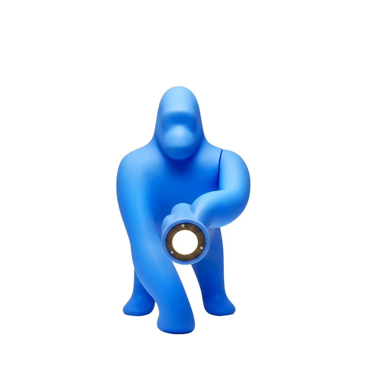 Lampada celeste a forma di King Kong con un braccio esteso che sorregge una torcia frontale