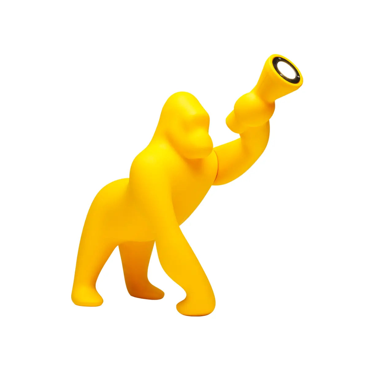 Lampada gialla a forma di King Kong con un braccio esteso che sorregge una torcia