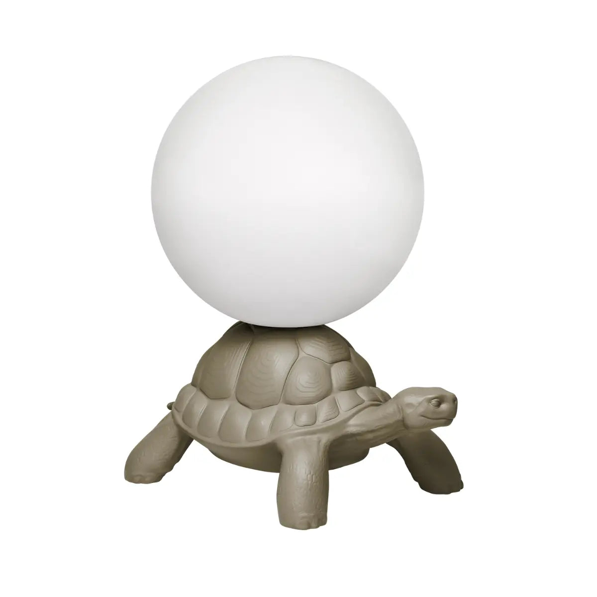 Lampada da terra a forma di tartaruga grigia con sfera luminosa sul carapace Qeeboo