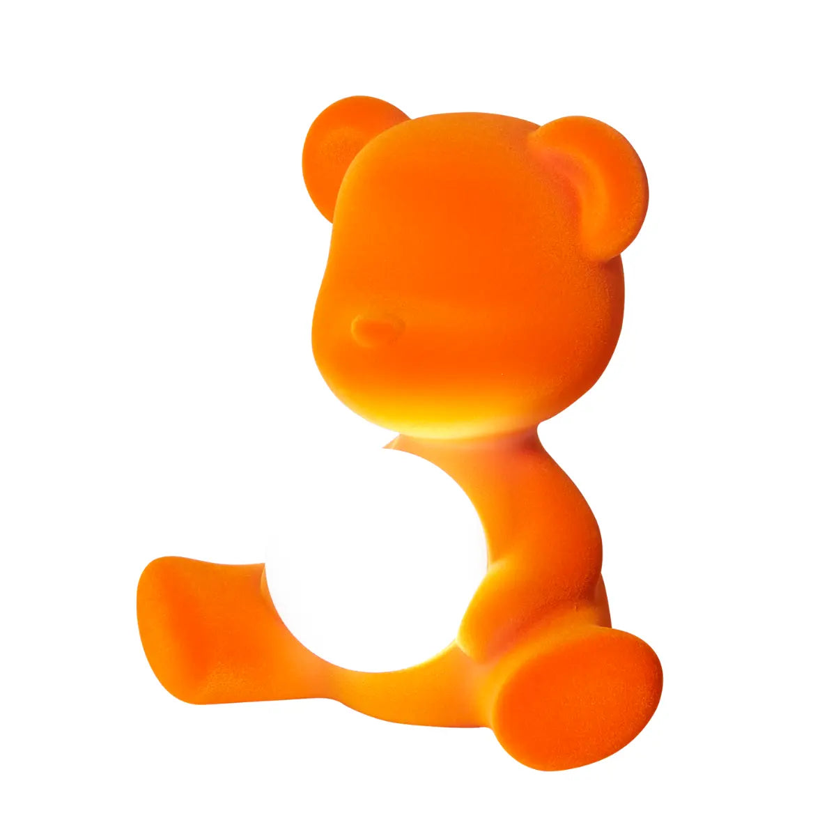Lampada a forma di orsetto arancione con sfera che s'illumina al centro di Qeeboo profilo