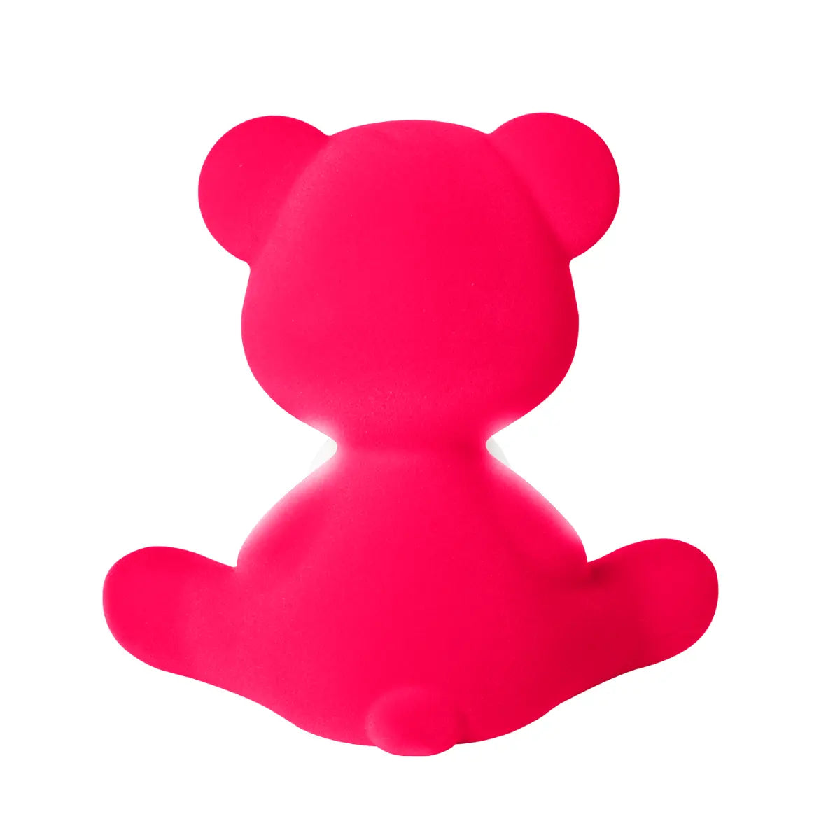 Lampada a forma di orsetto fuxia con sfera che s'illumina al centro di Qeeboo retro