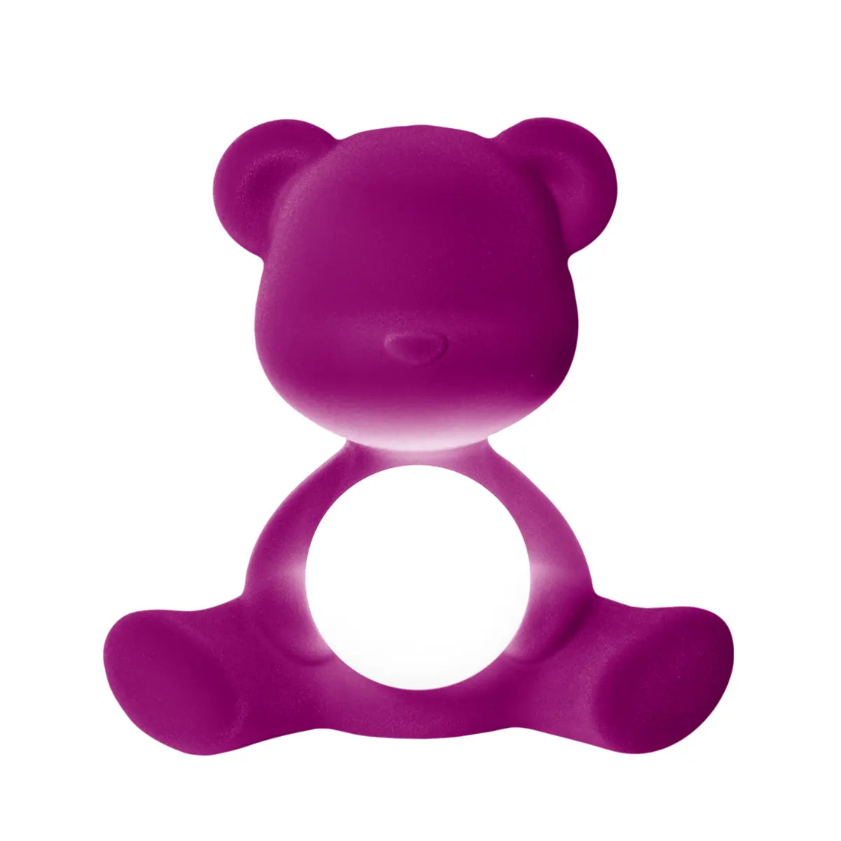 Lampada a forma di orsetto viola con sfera che s'illumina al centro di Qeeboo
