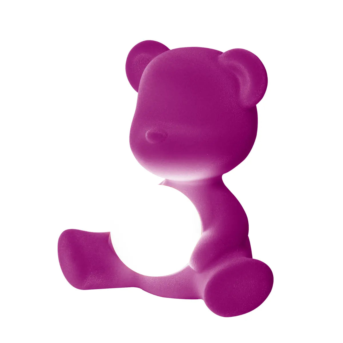 Lampada a forma di orsetto viola con sfera che s'illumina al centro di Qeeboo profilo