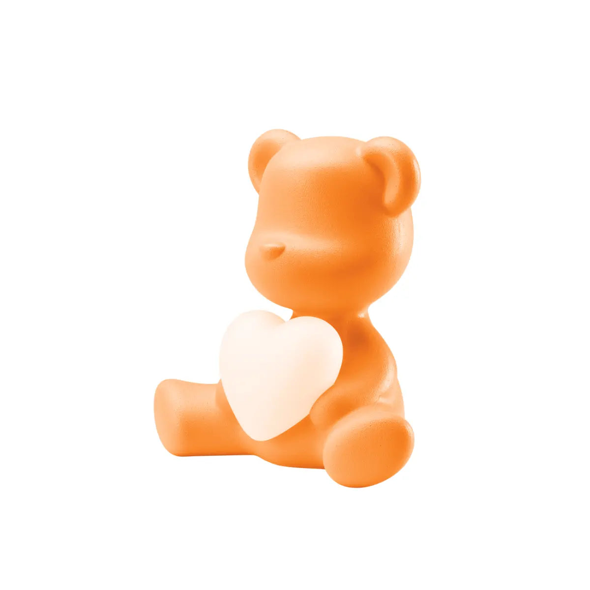Lampada a forma di orsetto arancione con un cuore luminoso tra le zampe