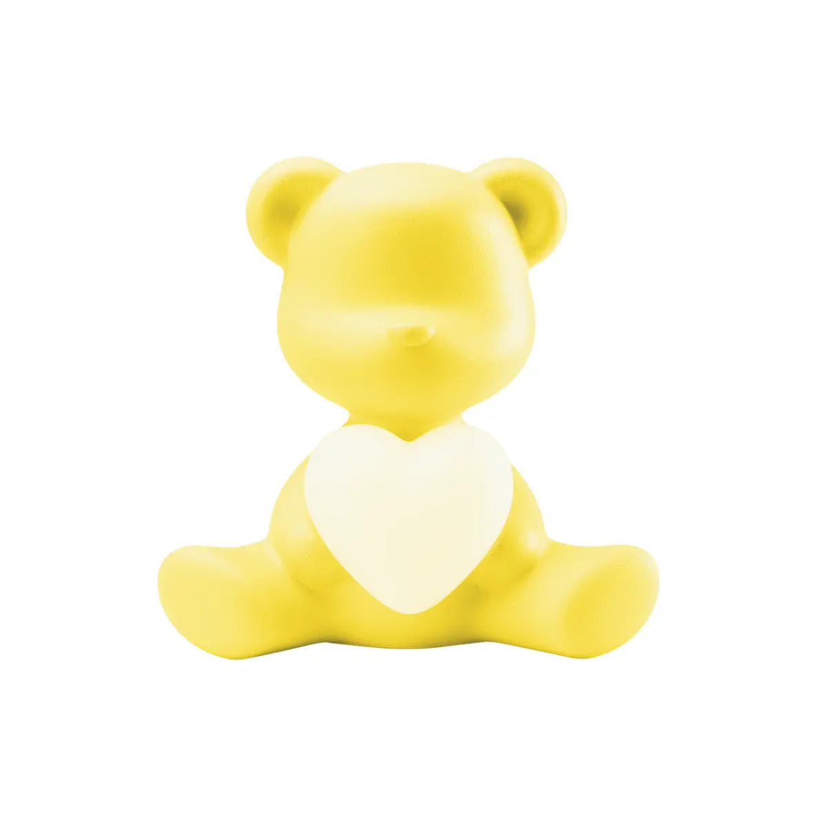 Lampada a forma di orsetto giallo con un cuore luminoso tra le zampe