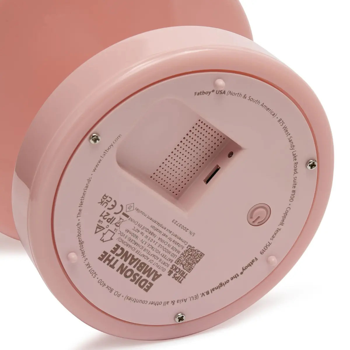 Dettaglio base lampada da tavolo Ambiance di Fatboy lucida color rosa pastello da interno 