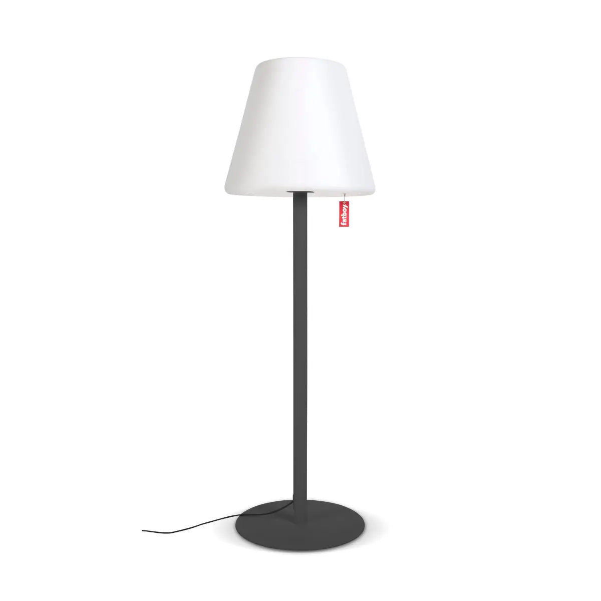 Lampada da terra con paralume bianco e stelo grigio Fatboy.
