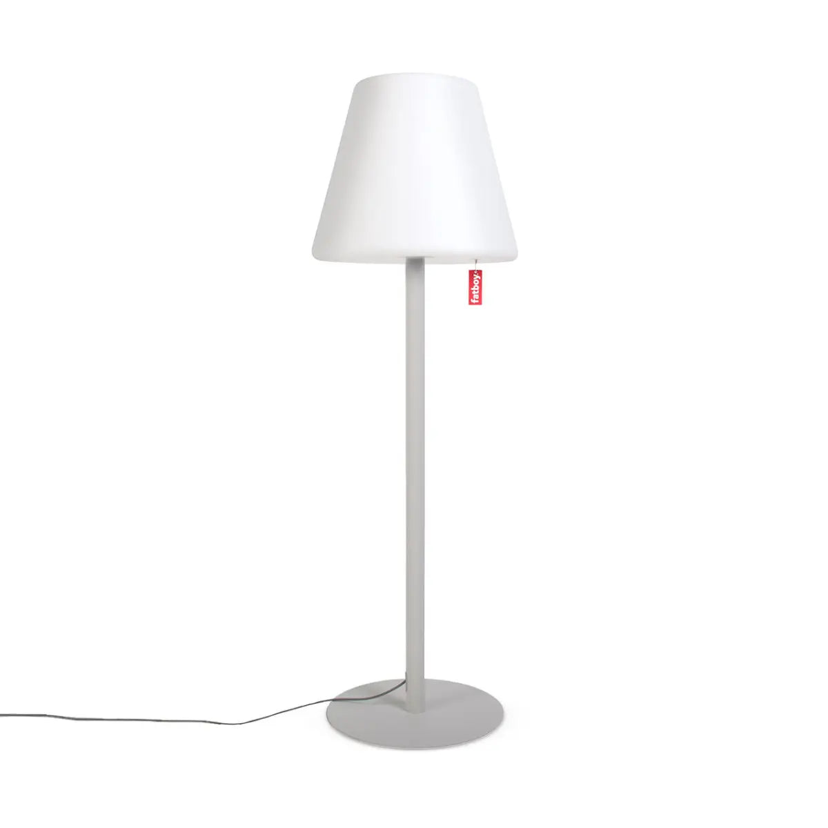 Lampada da terra con paralume bianco e stelo grigio Fatboy.