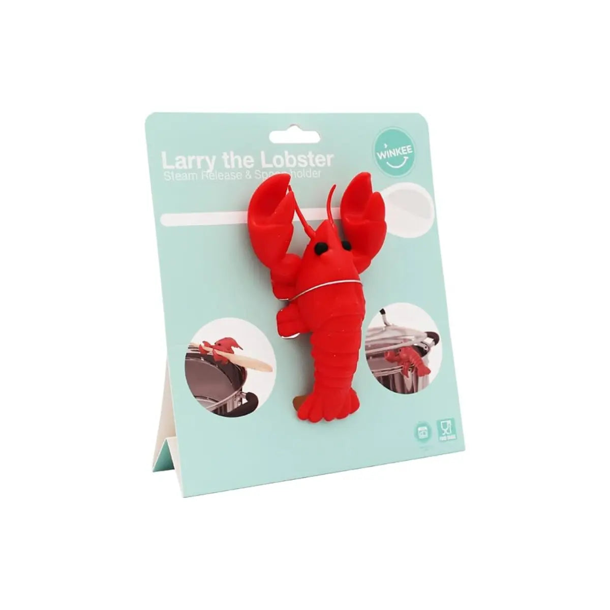 Larry l'aragosta, oggetto di design per la tua cucina. Sorregge il coperchio e il mestolo da cucina.