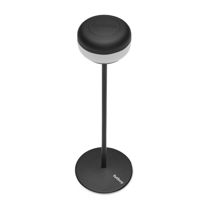 Lampada da tavolo, antracite. Parte alta lampadina dimerabile e staccabile per ricarica. Sfondo bianco
