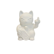 Statuina di Maneki Neko o lucky cat bianco opaco moderna e anticonvezionale
