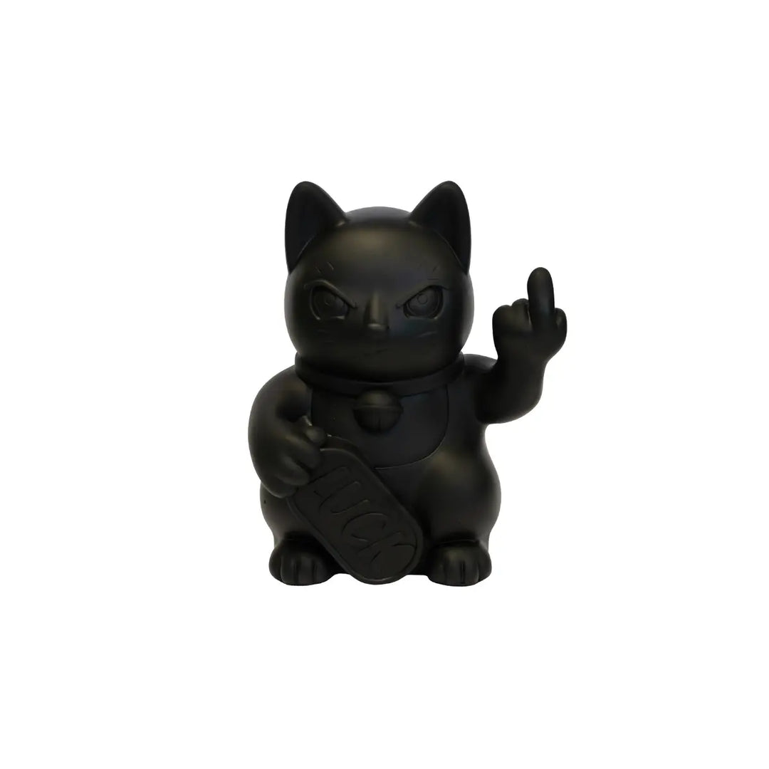 Statuina di Maneki Neko o lucky cat nero opaco moderna e anticonvezionale