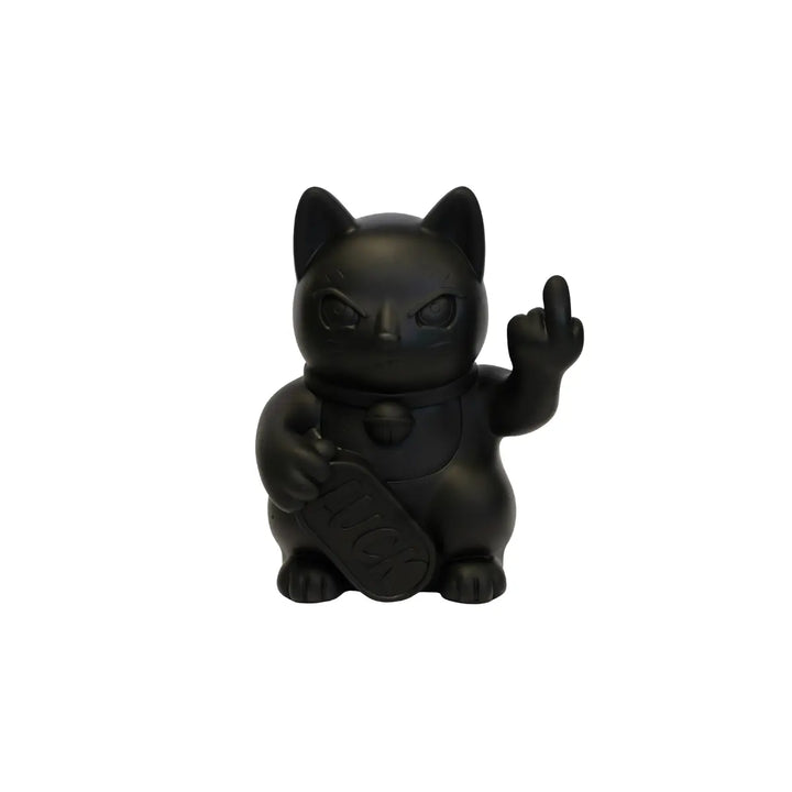 Statuina di Maneki Neko o lucky cat nero opaco moderna e anticonvezionale
