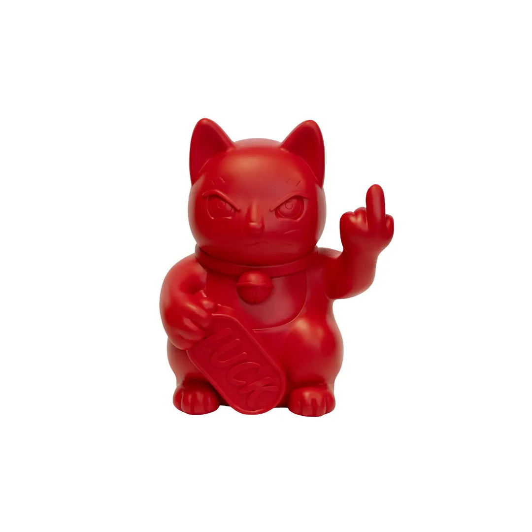 Statuina di Maneki Neko o lucky cat rosso opaco moderna e anticonvezionale