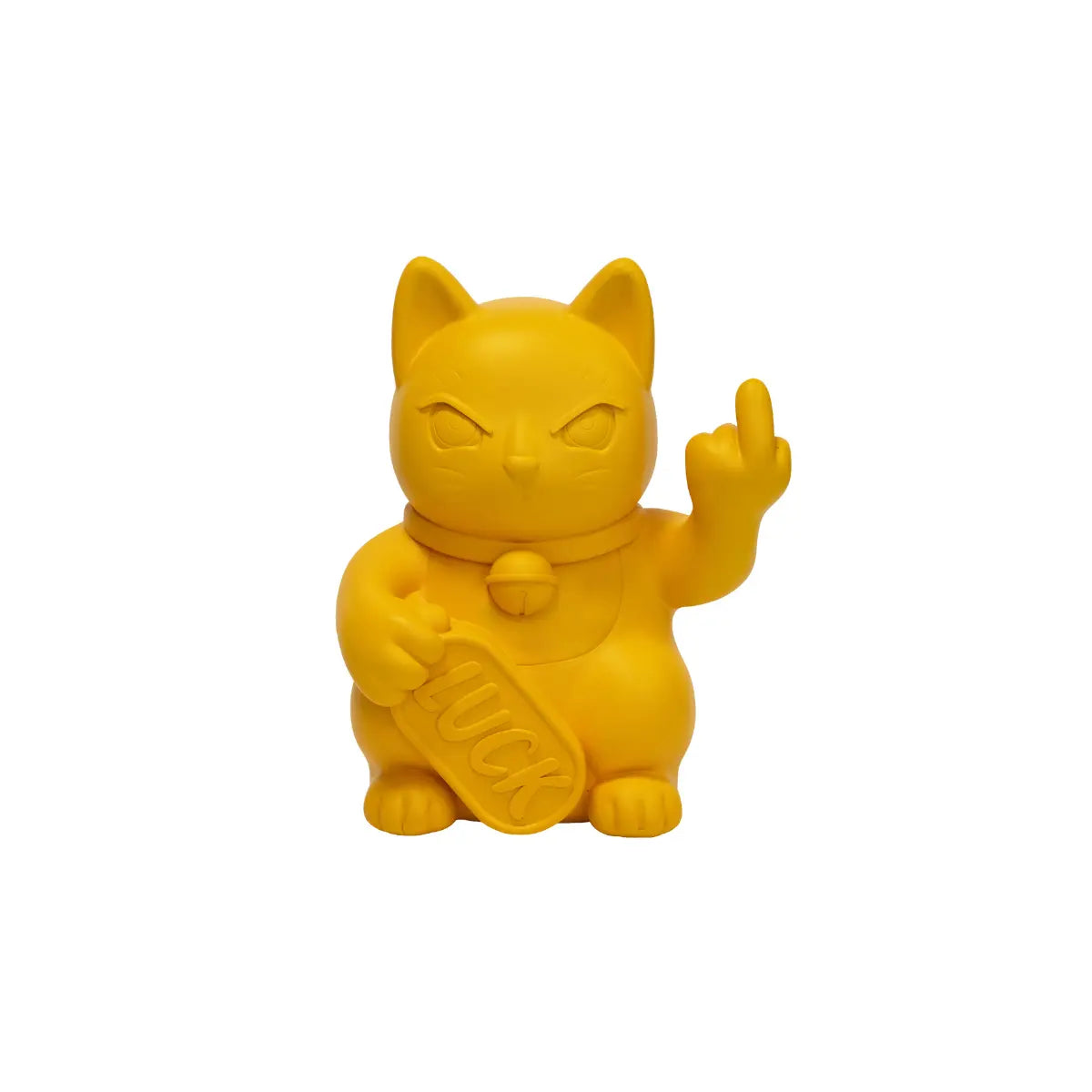 Statuina di Maneki Neko o lucky cat giallo opaco moderna e anticonvezionale
