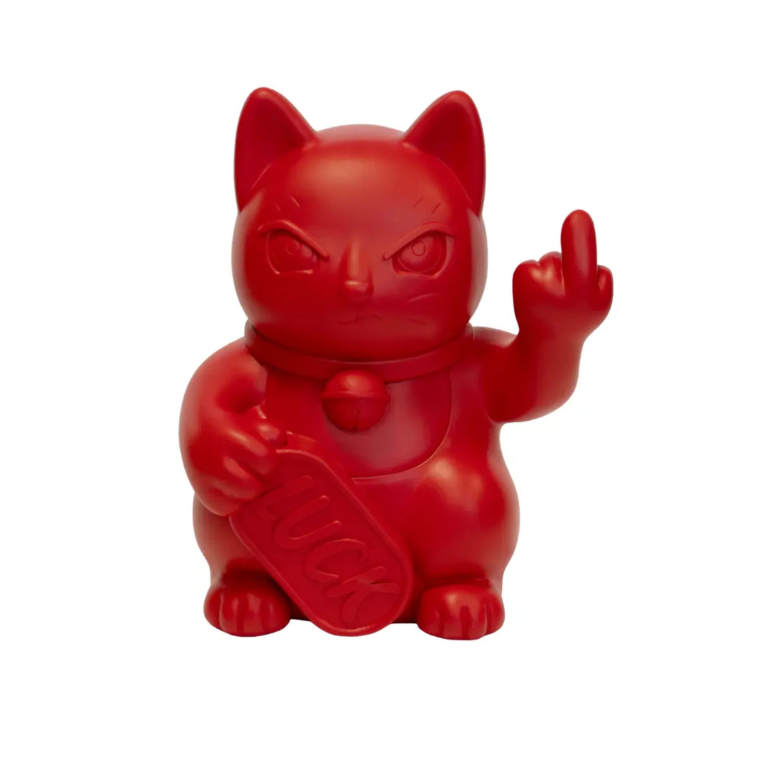 Statuina di Maneki Neko o lucky cat rosso opaco moderna e anticonvezionale