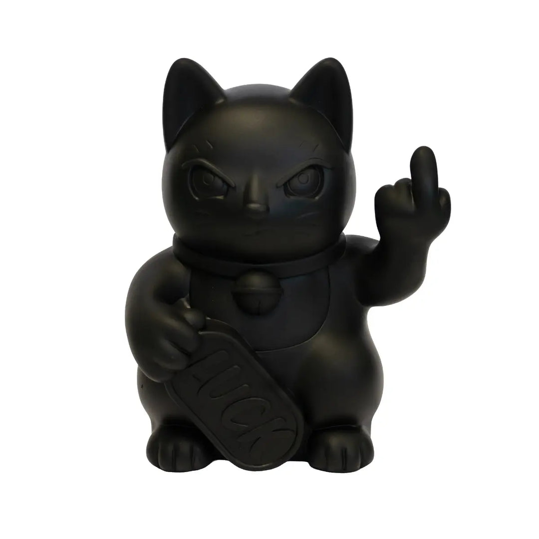 Statuina di Maneki Neko o lucky cat nero opaco moderna e anticonvezionale