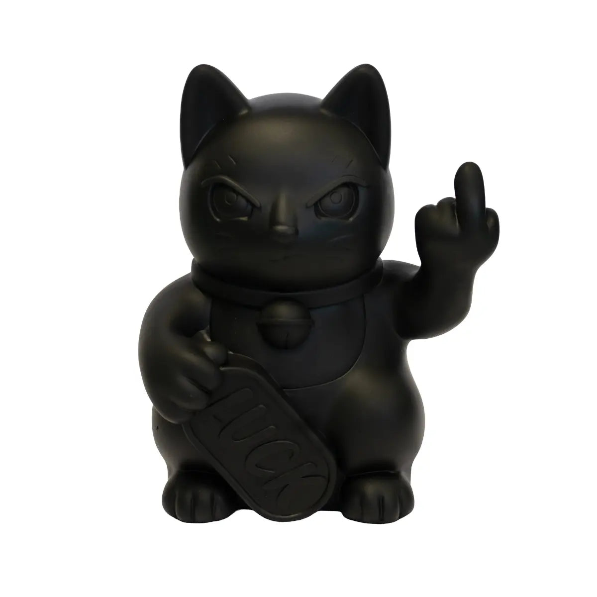 Statuina di Maneki Neko o lucky cat nero opaco moderna e anticonvezionale