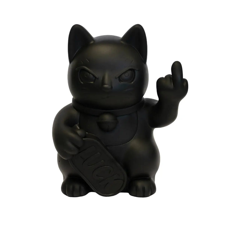 Statuina di Maneki Neko o lucky cat nero opaco moderna e anticonvezionale