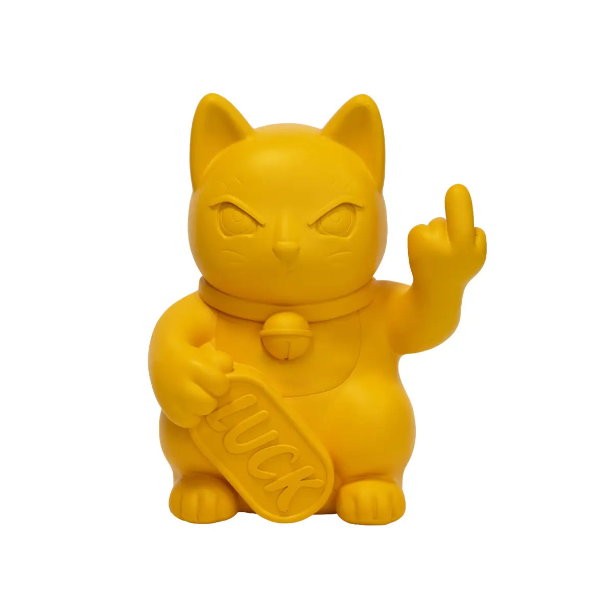 Statuina di Maneki Neko o lucky cat giallo opaco moderna e anticonvezionale