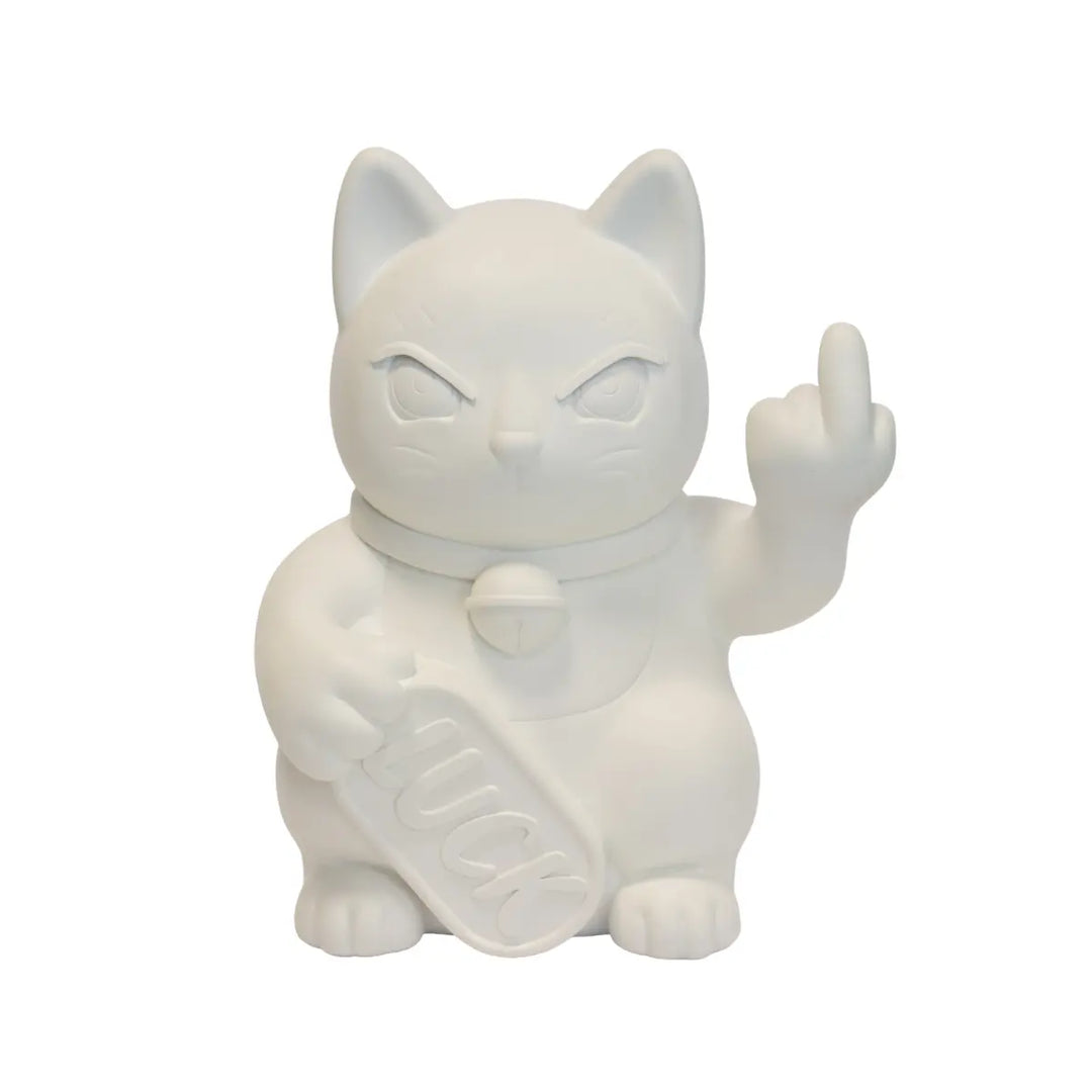 Statuina di Maneki Neko o lucky cat bianco opaco moderna e anticonvezionale