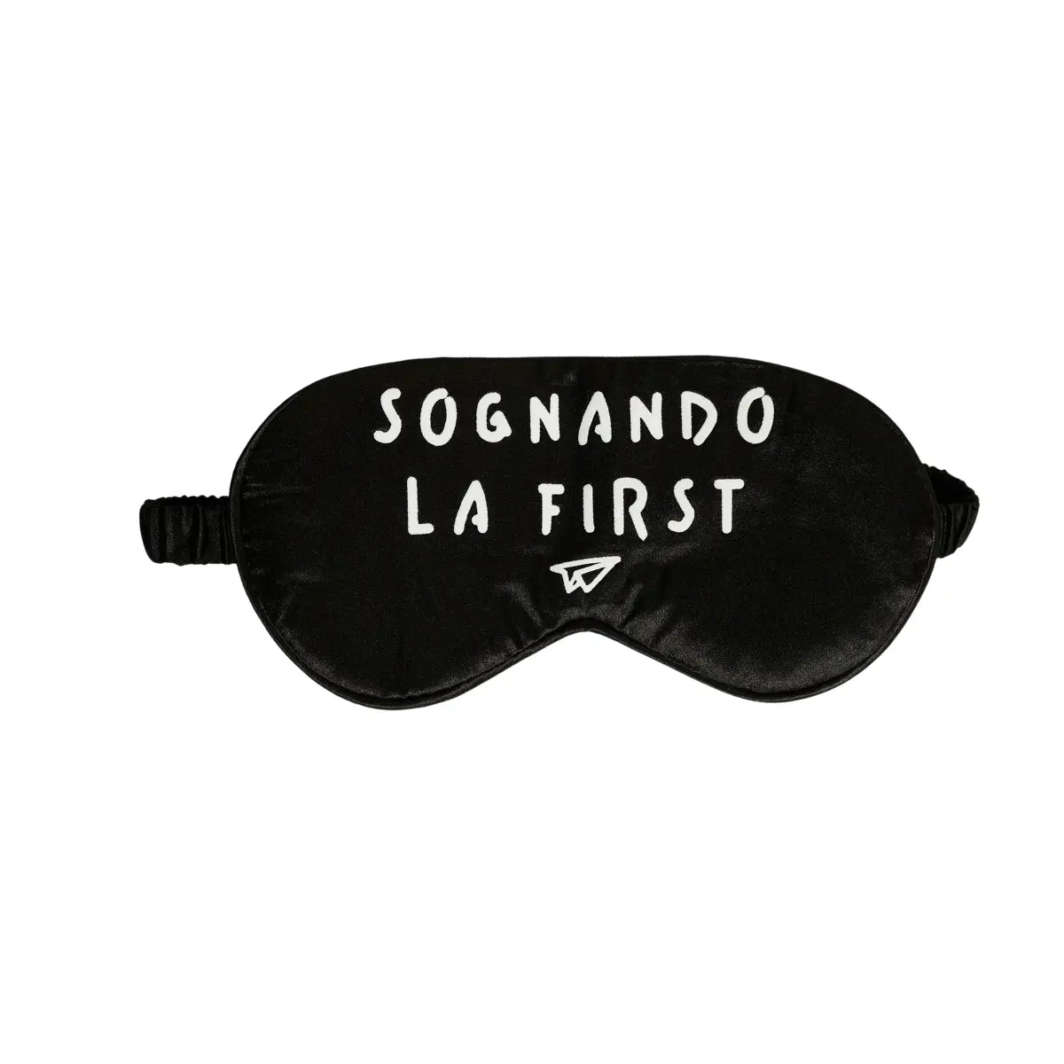 Mascherina satinata nera con scritta sognando la first di Linea Daria