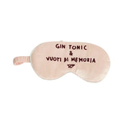 Mascherina da notte rossa con scritta gin tonic e vuoti di memoria