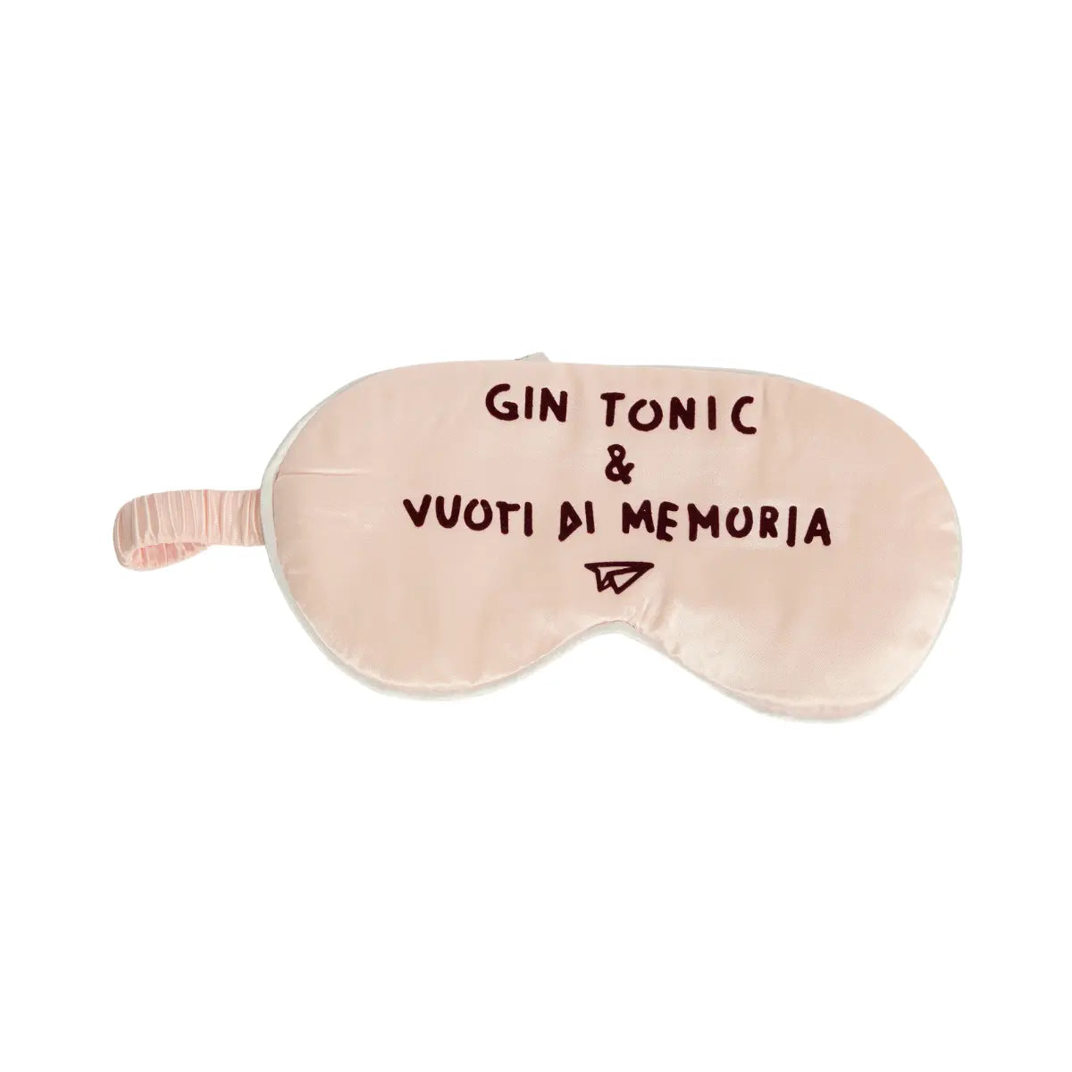 Mascherina da notte rossa con scritta gin tonic e vuoti di memoria