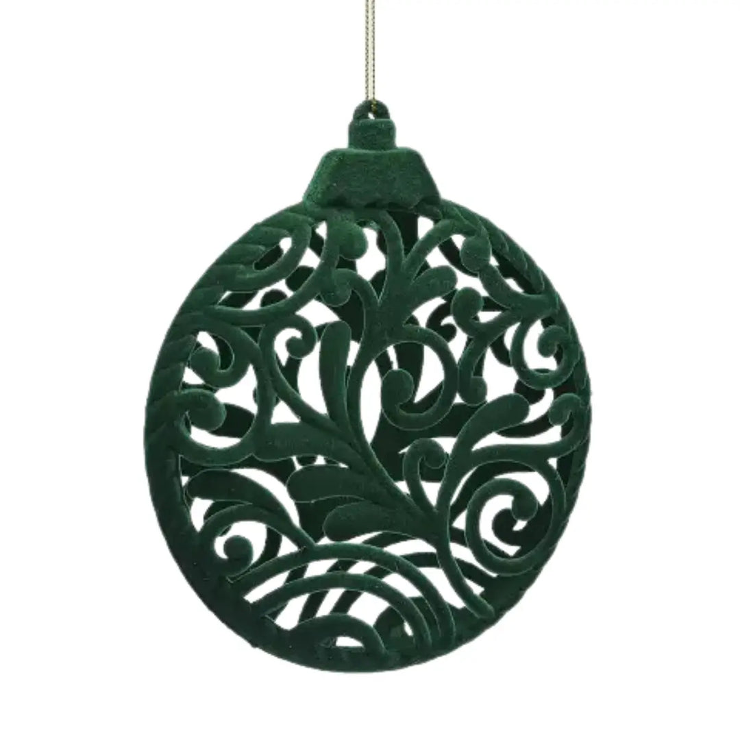 Medaglione pallina di Natale da appendere con decori arabeschi e colore verde 