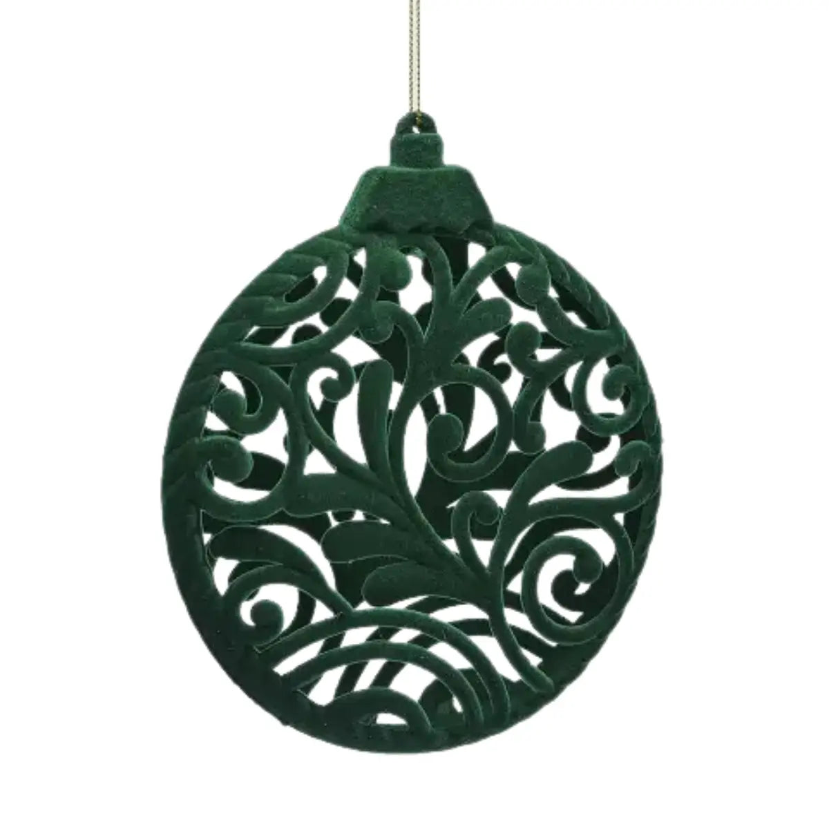 Medaglione pallina di Natale da appendere con decori arabeschi e colore verde 