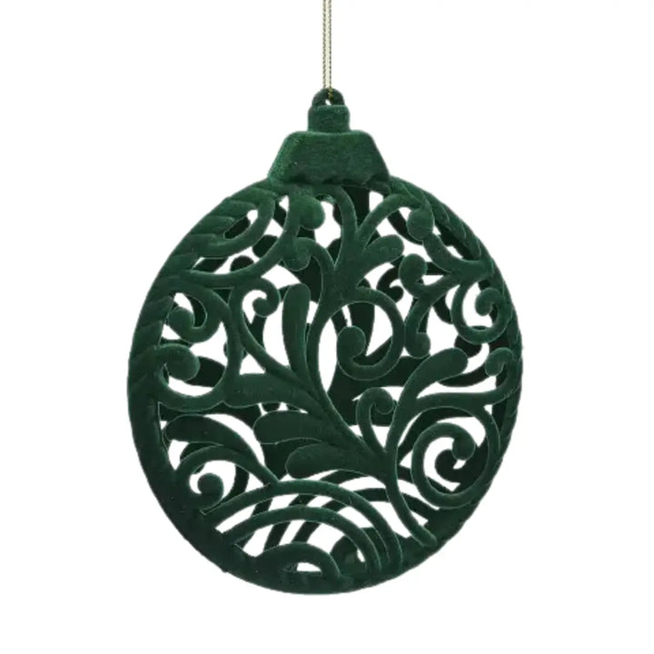 Medaglione pallina di Natale da appendere con decori arabeschi e colore verde 