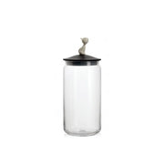 Contenitore per snack gatto con coperchio nero e manopola a forma di gatto bianco