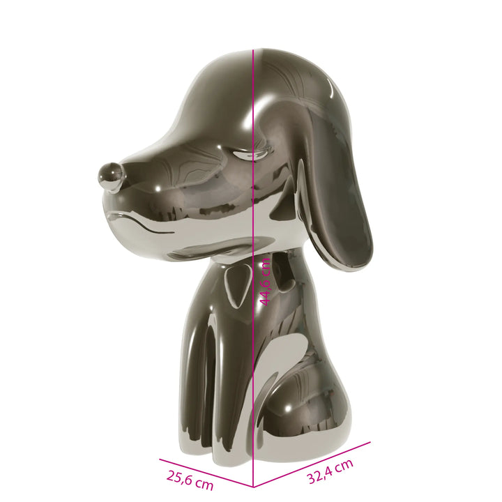 Statua canna di fucile a forma di cane, con occhi naso e bocca. Dimensioni statua. Sfondo bianco
